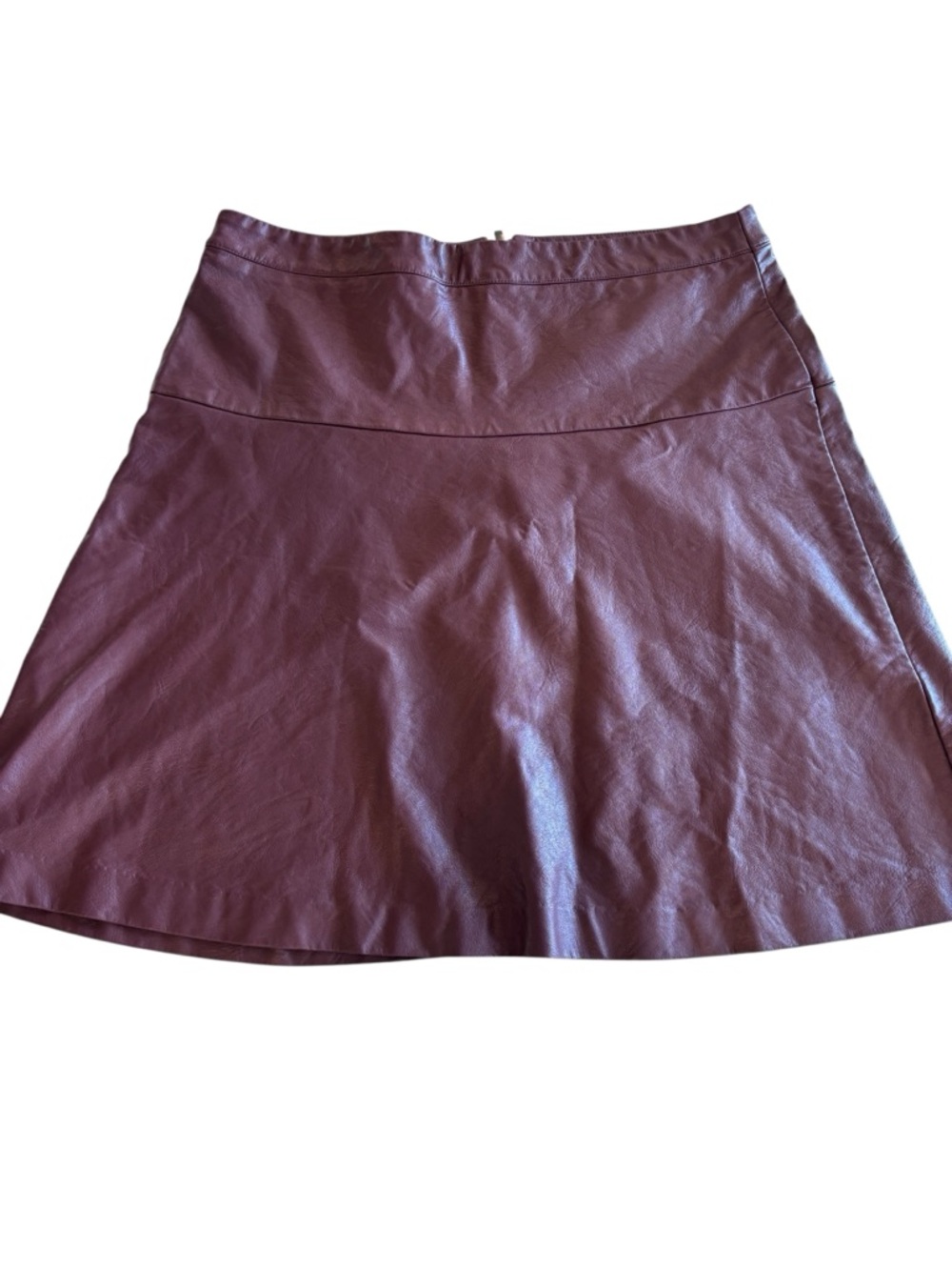 Reitmans Burgundy Faux Leather A-Line Skirt Size 8 Vegan Leather Mini